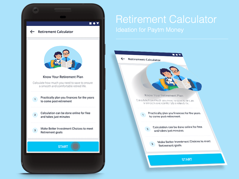 Paytm Money - Retirement Calculator Ideation adobexd fintech gif mobileappscreen photoshop prototype ui ux
