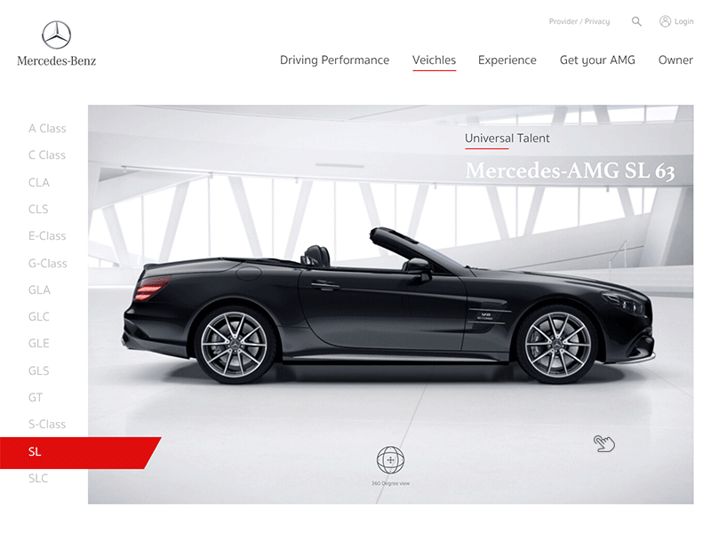 360 Degree View Interaction - Mercedes - Concept interaction interaction animation mercedes ui