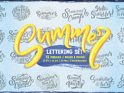 Summer Lettering Set brush design illustration lettering summer vector