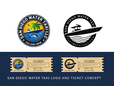 San Diego Water Taxi Logo and ticket Concept app branding design icon illustration logo typography ui ux vector