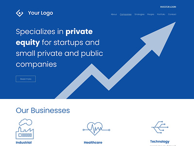 Private equity landing page concept app branding design icon illustration logo typography ui ux vector