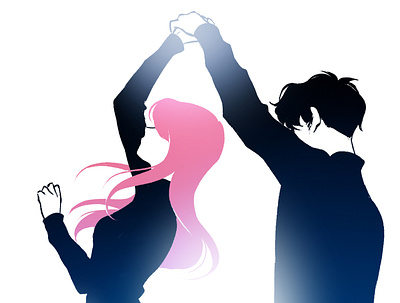 Dancing black couple cute dancing girl illustration pink silhouette