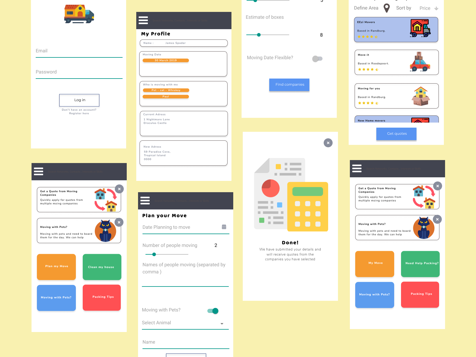 Moving Application Design by Monique Else on Dribbble