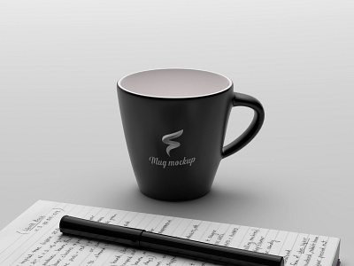Coffee Cup Mockup With Notebook