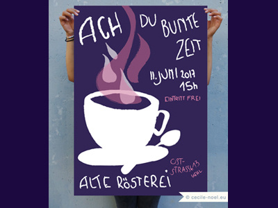 Ach Illustration Plakat Cecile Noel.Noel coffee cultur illustration poster theater