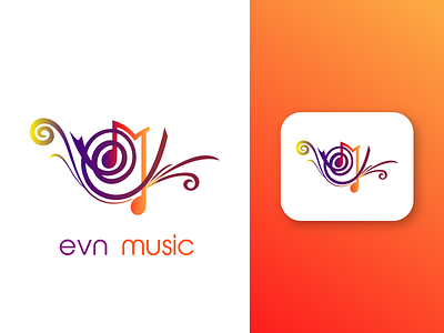 EVN Music em logo evn graphic gredient music. logo. music logo vibes
