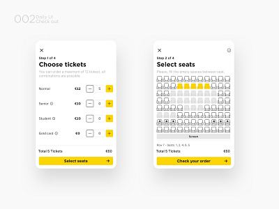 Check out - Part I app app design application challenge dailyui flat ui ui design userexperience userinteraction ux ux design yellow