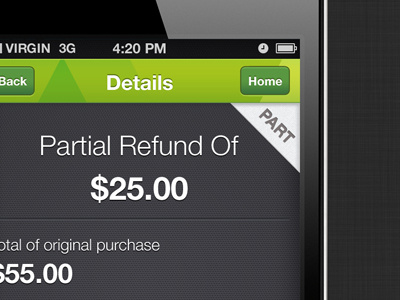 Partial Refund details green grey money refund texture