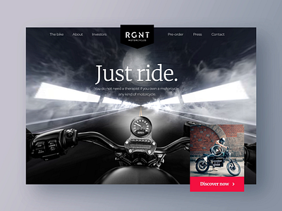 🏍️ Just ride - Regent motorcycles website concept aftereffects animated animation bike branding concept design homepage interface minimal moon motion motorbike travel ui user inteface ux video webdesign website