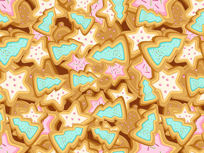 Multilayer seamless pattern of cookies of different shapes cookies dessert festive cookies food multilayer seamless pattern sweets