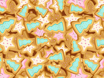 Multilayer seamless pattern of cookies of different shapes