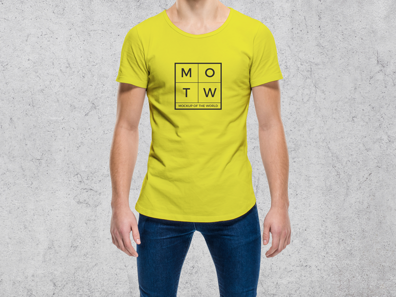 Download Young Cool Guy Wearing Round Neck T Shirt Mockup by Mockup of the World on Dribbble