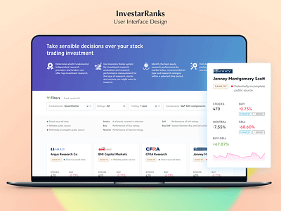 InvestarRanks - UI Design app design layout minimalism modern simple web app web app design