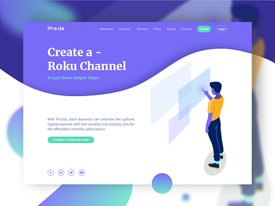 Pra.da Landing page art character design design flat illustration interaction design landing page layout typography ui web design website