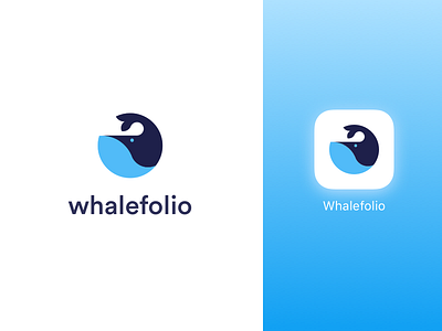 Whalefolio Logo app app icon block chain branding crypto crypto currency flat graphic design icon illustration logo sea creature ui elements whale