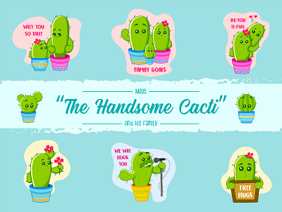 The Handsome Cacti Sticker Design