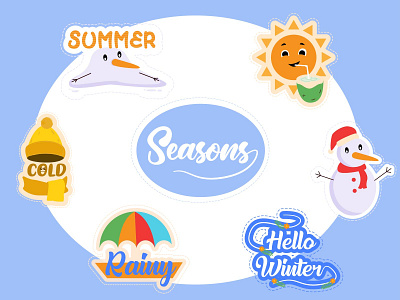 Seasons Emoji Stickers chat cute design emoji emojiexperts expressions illustration lovable seasons set stickers