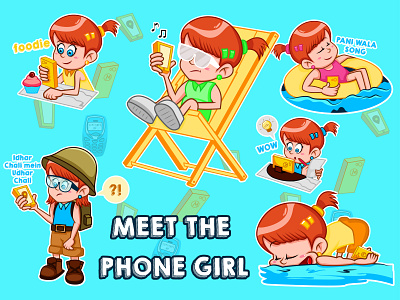 Phone Girl Emoji Stickers