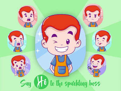 Sparkling Boss Emoji Stickers boy cute design dribbble emoji emojiexperts expressions lovable set stickers