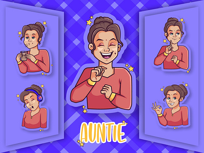 Cute Auntie Emoji Set