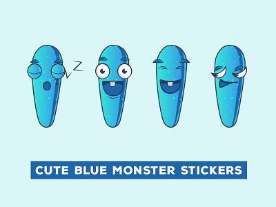 Cute Blue Monster chat cute design emoji india lovable set shot stickers