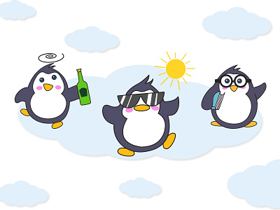 Cute Penguin Sticker/ Emoji Set adorable