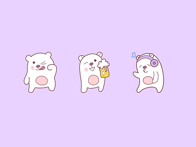 Cute White Bear! chat cute design emoji expert lovable set shot stickers