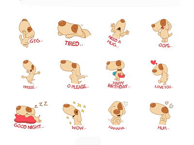 Cute Dog Emoji chat cute design emoji lovable orange set shot stickers