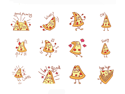 Cute Pizza Emojis chat cute design emoji lovable pizza set shot stickers