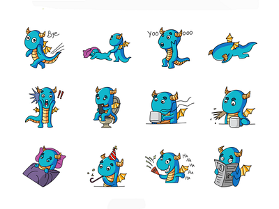 Dragon Emojis chat cute design dragon emoji lovable set shot stickers