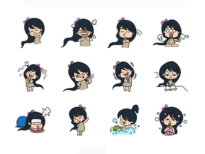 Cute Girl Emoji chat cute design emoji girl lovable set shot stickers