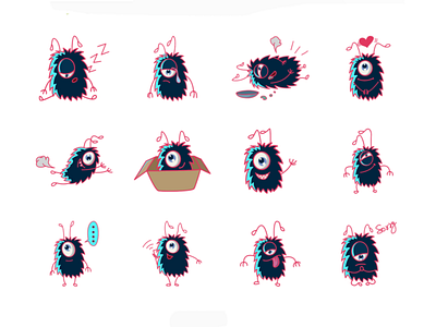 Cute Monster Stickers chat cute design emoji lovable monster set shot stickers