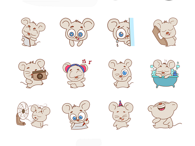 Cute Mouse Emoji chat cute design emoji lovable mouse set shot stickers