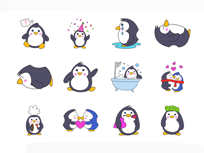 Cute Penguin Emoji chat cute design emoji lovable penguin set shot stickers