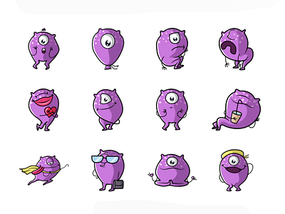 Cute Monster chat cute design emoji lovable monster set shot stickers