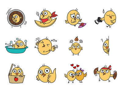 Cute Chick Emoji chat chick cute design emoji lovable set shot stickers