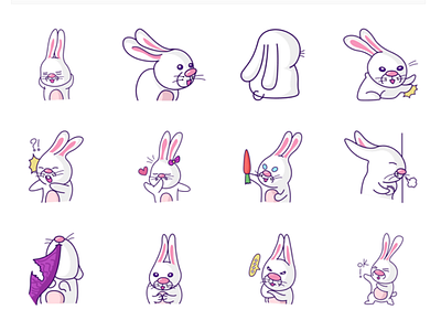 Cute Rabbit Emoji chat cute design emoji lovable rabbit set shot stickers