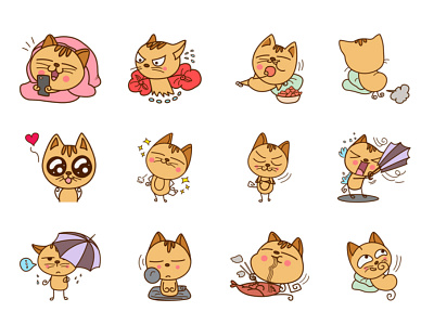 Cute Cat Emoji cat chat cute design emoji lovable set shot stickers