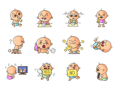 Cute Kid Emoji chat cute design emoji kid lovable set shot stickers