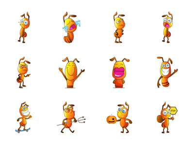 Cute Ant Emoji ant chat cute design emoji lovable set shot stickers