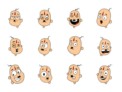Witty Old Man Emoji chat cute design emoji human lovable man orange shot stickers
