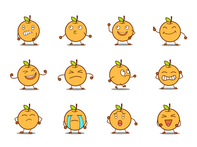 Cute Orange Emoji chat cute design emoji lovable orange set shot stickers