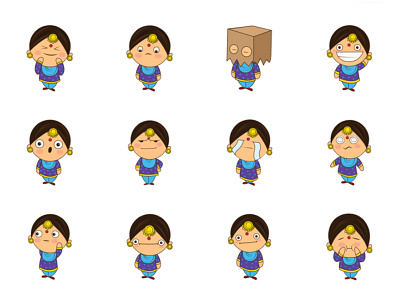 Cute Indian Character Emoji aunt character chat cute design emoji lady lovable set shot stickers