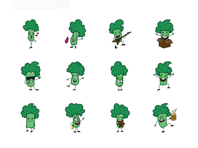 broccoli emoji set broccoli debut dribbble emoji emojiexperts expressions faces firstshot smileys yellow