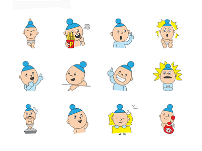 Cute Sardar kid emoji set