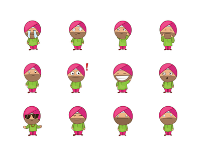 Sardar ji Emoji Set cute sardar debut dribbble emoji emojiexperts expressions faces firstshot sardar g smileys yellow