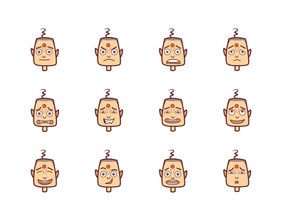 Pandit g emoji set dribbble emoji emojiexperts expressions faces indian pandit smileys yellow