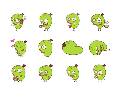 Tooty - Cute Emoji Set cute debut dribbble emoji emojiexperts expressions faces firstshot green monster smileys yellow