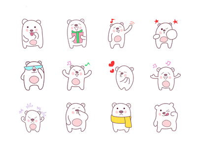 Kuku - the cute Teddy Emoji set cute debut dribbble emoji emojiexperts expressions faces firstshot line smileys teddy yellow