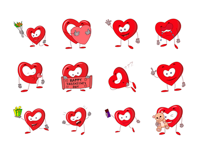 Heart Emoji Set debut dribbble emoji emojiexperts expressions faces firstshot heart love smileys valentine yellow